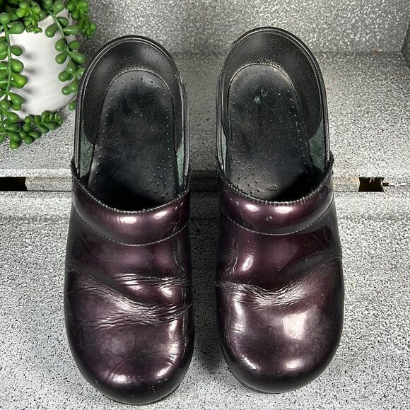 Dansko Metallic Plum Purple Professional Clogs Mules Shoes - Picture 5 of 8